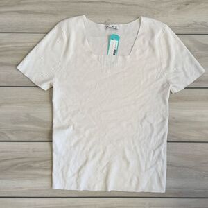 Pink Clover Aiko Square Neck Sweater White Large NWT STITCH FIX